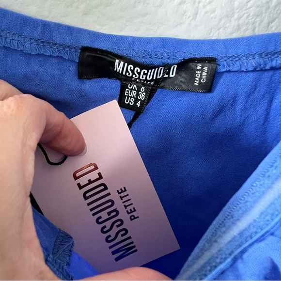 Missguided Petite Blue Strappy Ruched Cup Midi Dress in Blue - Picture 3 of 5